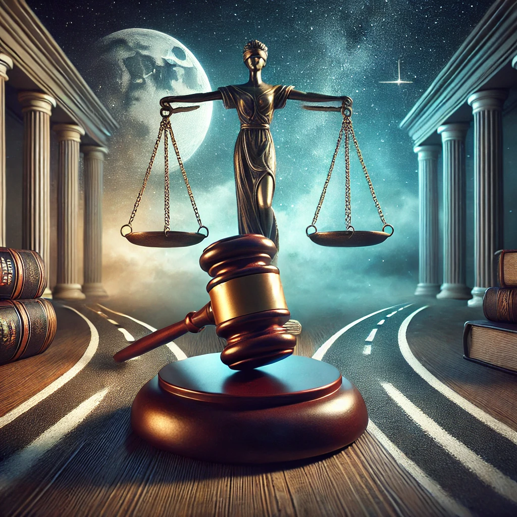 Generated image of lady justice with a gavel in the front 